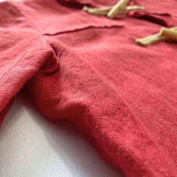 AGNES B PARIS RED LINEN HOODED TOGGLE CLOSURE BLOUSE TOP - 6 - Picture 10 of 12